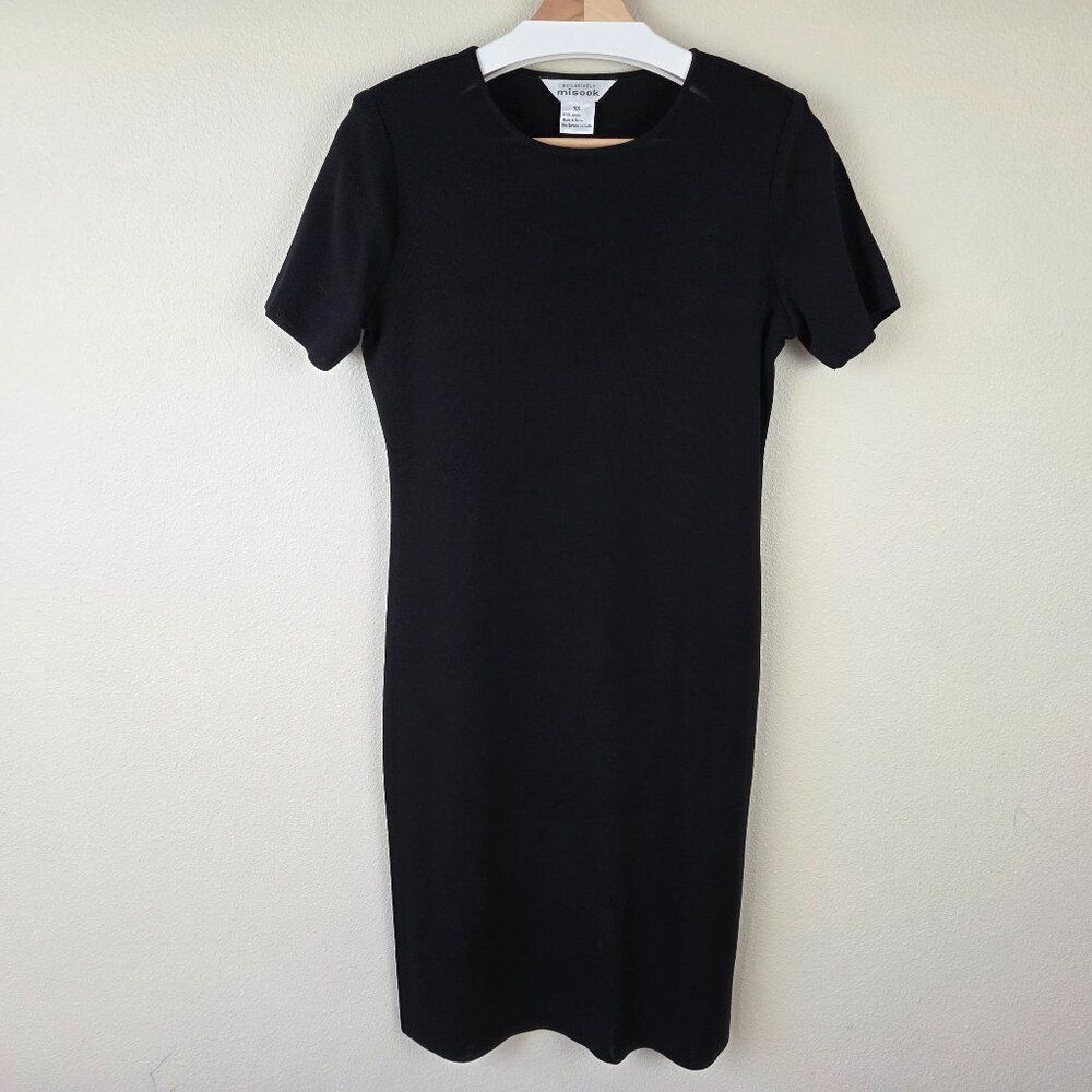 Exclusively Misook Short Sleeve Knit Shift Dress Size XS Signature Stretch VTG